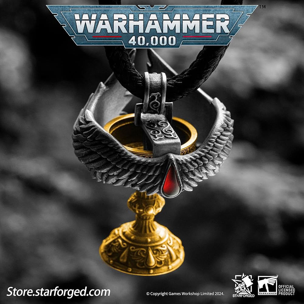 Blood Angel Red Grail Sanguinius Pendant Men's Silver Necklace