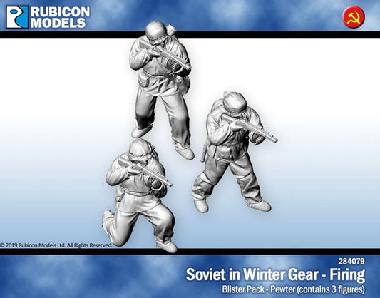 Soviet Infantry in winter Gear Firing - Pewter